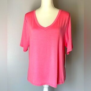NWT Athleta Nighttime Bliss short sleeve t-shirt v-neck salmon medium